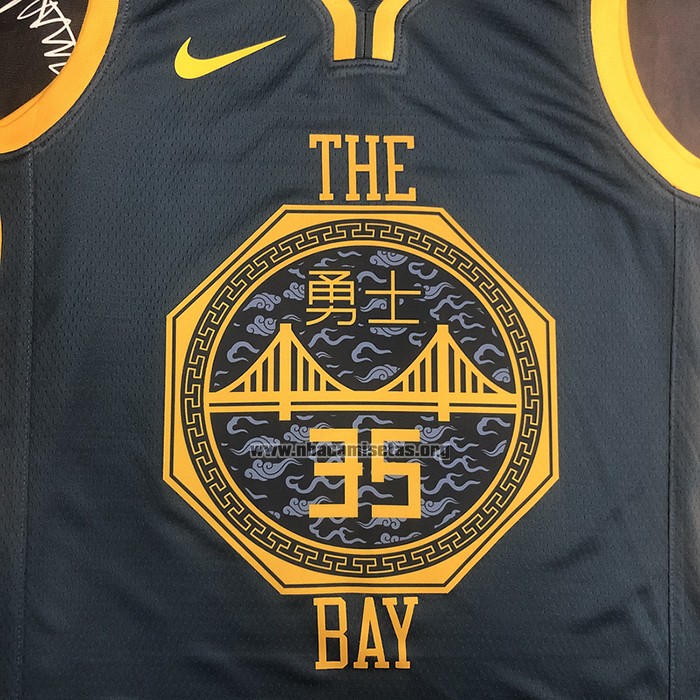 Camiseta Golden State Warriors Kevin Durant NO 35 Ciudad 2018-19 Azul